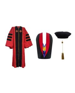 Custom Doctoral Gown, Velvet Tam, Metallic Tassel and Hood