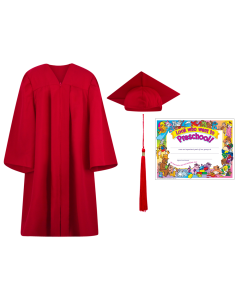Pre-K / Kindergarten Cap, Gown, Tassel and Diploma Certificate Set : Matte Finish