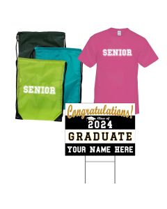Senior Graduation Package 1: Lawn Sign, T-Shirt, & Drawstring Bag